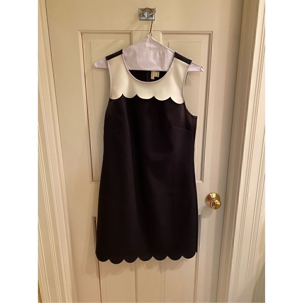 J.Crew Scalloped Shift Dress black and white size 2